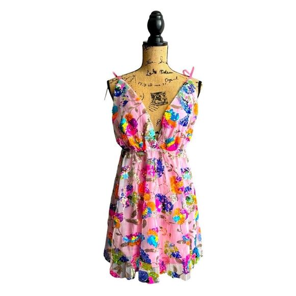 Garden of Eden Inspired Sequin Backless Mini Dress Size Large NWOT 5 0448 - Picture 2 of 12